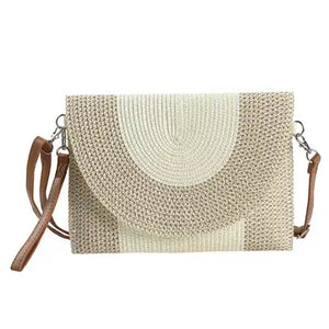 Two Tone Straw Clutch