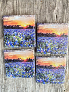 Bluebonnet Sunset Slate Coaster